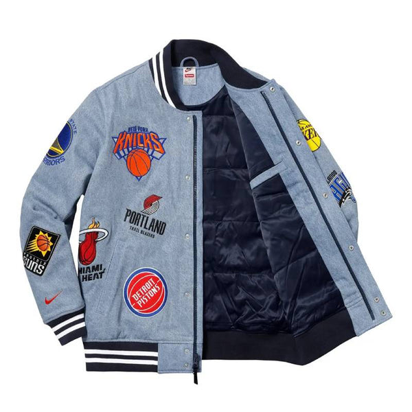 Supreme X Nike/NBA Teams Warm-Up Blue Varsity Jacket - Hani  