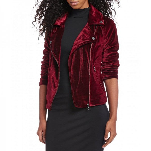 Women Maroon Leather Jacket