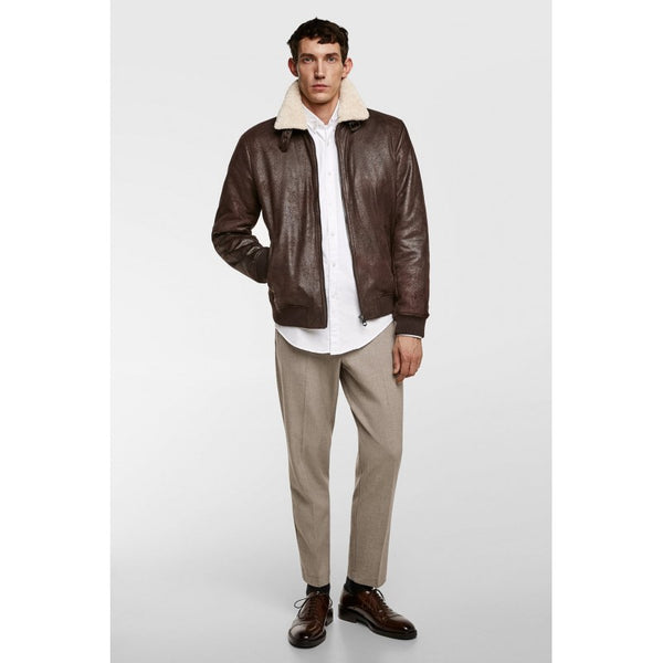 Stylish Brown Shearling Leather Jacket