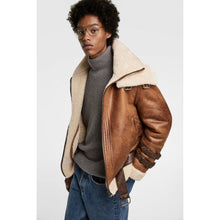 Double Face Brown Shearling Leather Jacket