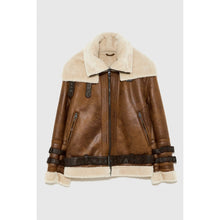 Double Face Brown Shearling Leather Jacket