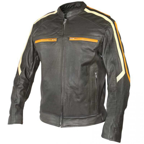 Classic Cafe Racer Motorbike Men Leather Jacket