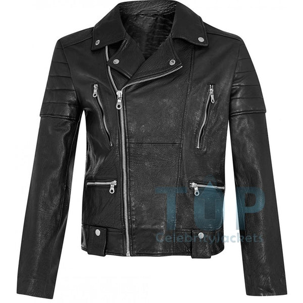 Stylish Black Biker Leather Jacket