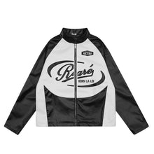 Locomotive Style Black And White Leather Jacket