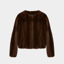 Brown fur jacket on a white background