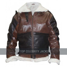 Brown And Black Bomber Jacket With Shearling