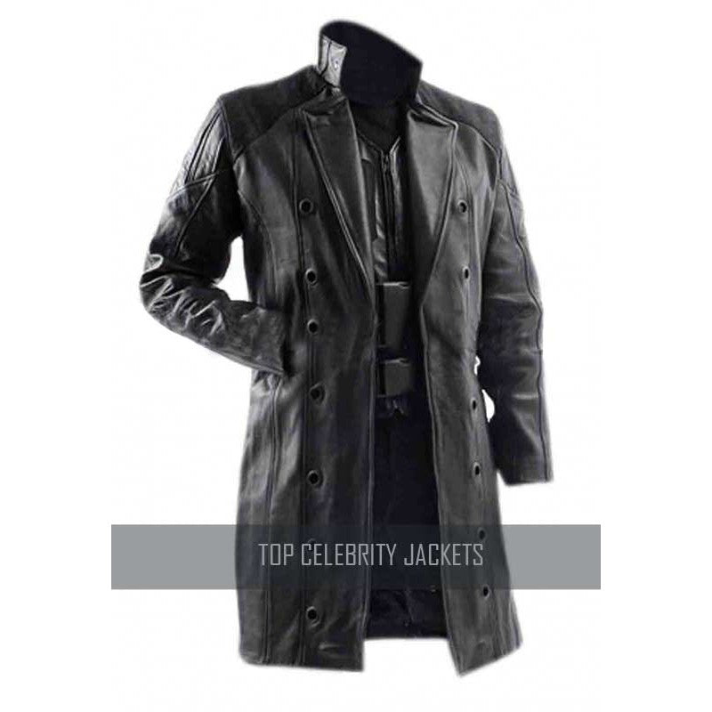 Adam Jenson Black Leather Trench Coat