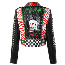 Slim Fit Tide Brand Motorcycle Leather Jacket Women Print Rivet Punk Style