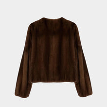 Brown fur jacket on a white background