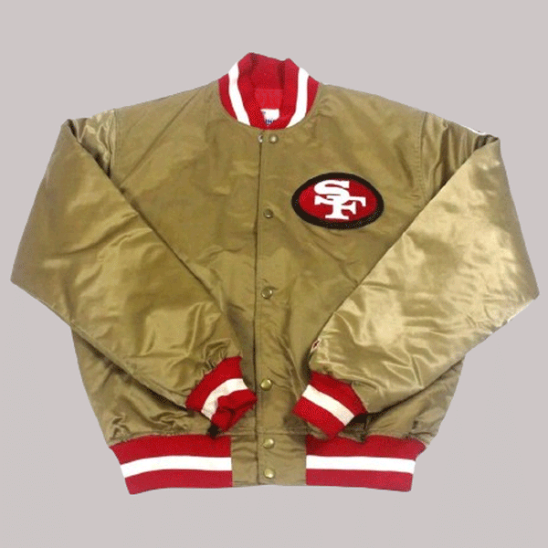 Sf 49ers Champs Gold Satin Patches Jacket