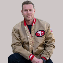 Sf 49ers Champs Gold Satin Patches Jacket