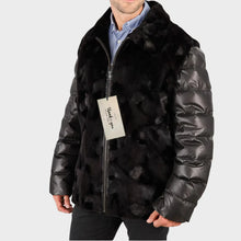 Men’s Sculptured Mink Jacket Quilted Sleeves Mink Vest - Men's Convertible Mink Vest