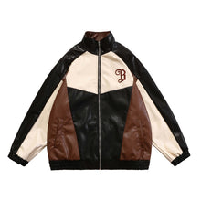 American Retro Stitching PU Leather Jacket For Men