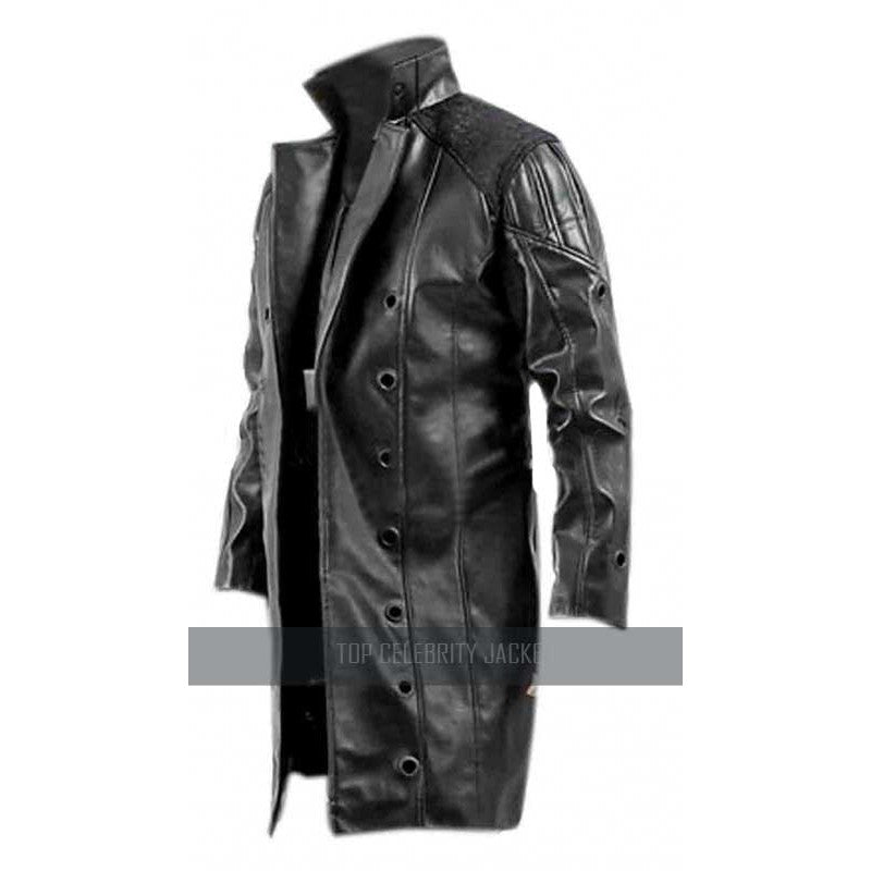 Adam Jenson Black Leather Trench Coat