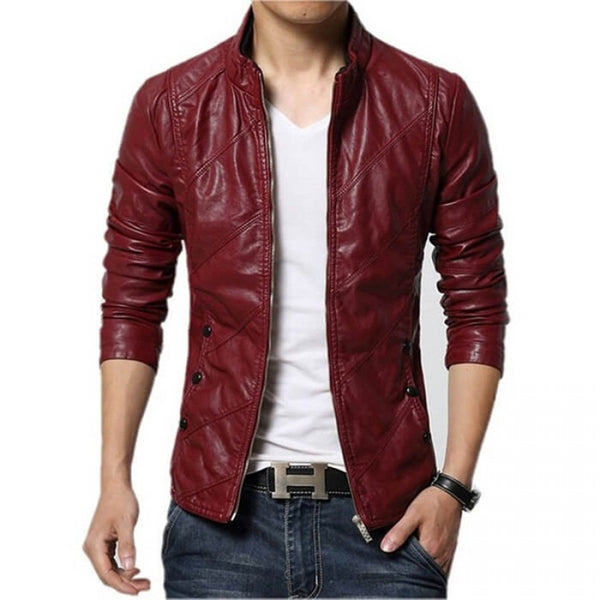 Maroon Styler Slim Leather Jacket