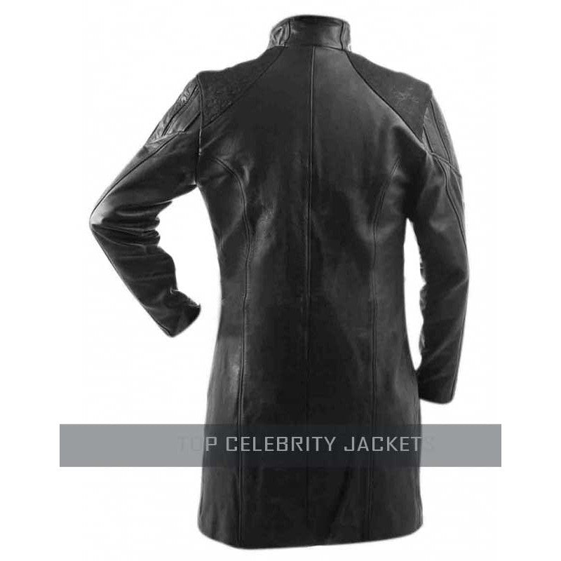 Adam Jenson Black Leather Trench Coat