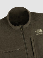 Red-and-olive-green-sherpa-fleece-jacket