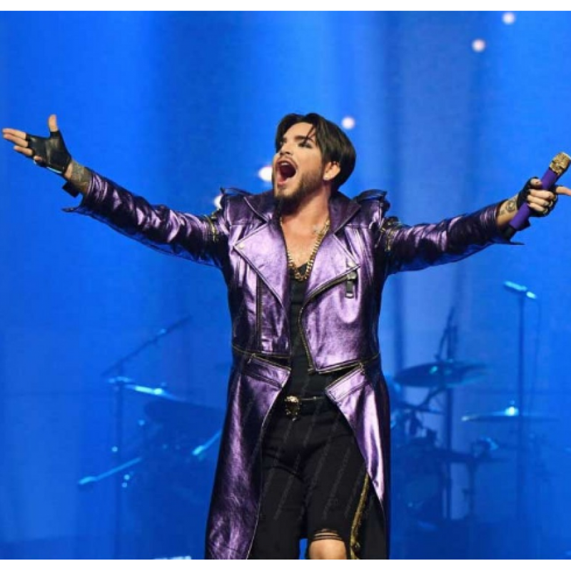 Adam Lambert Stylish Shiny Purple Coat