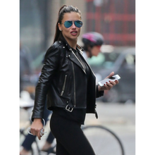 Adriana Lima Black Leather Jacket