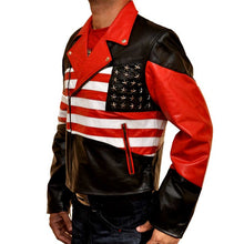 USA American Flag Men Leather Jacket