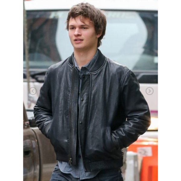 Ansel Elgort Bomber Leather Jacket