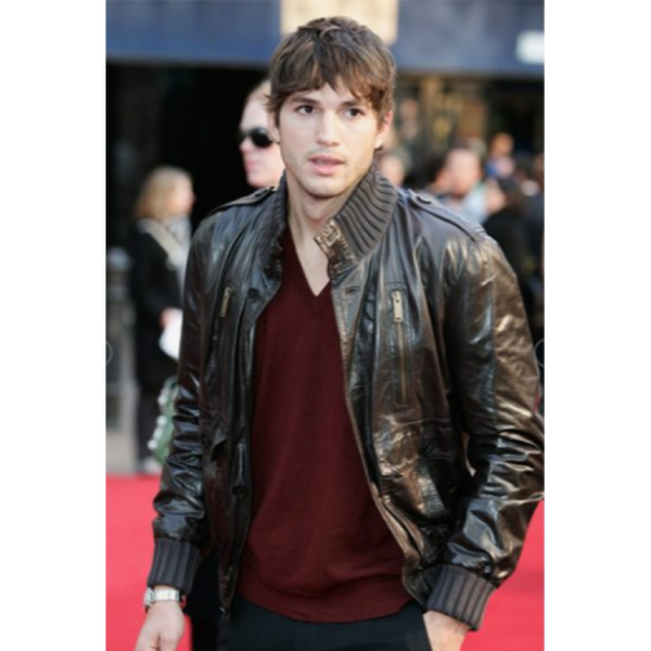 Ashton Kutcher Brown Leather Jacket