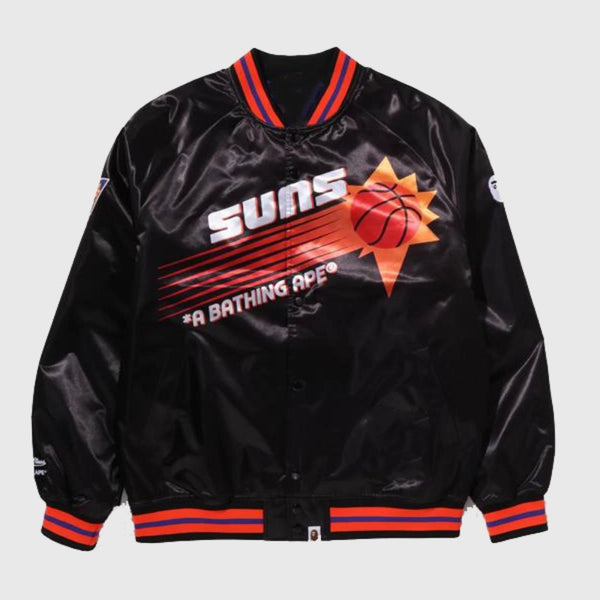 BAPE X M&N NBA Phoenix Suns Black Satin Jacket