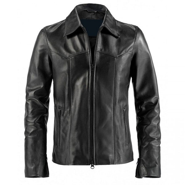 Black leather Simple Jacket