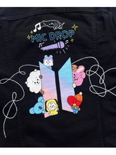 BTS Mic Drop BT21 Character Black Denim Jacket