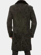 Black Karakul Fur Coat for Men with Mink Fur Collar