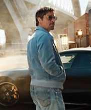 Too Hard to Resist 2026 Brad Pitt Blue Suede Leather Jacket
