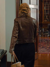 Marble-Hal-Murders-Lesley-Manville-brown-leather-jacket