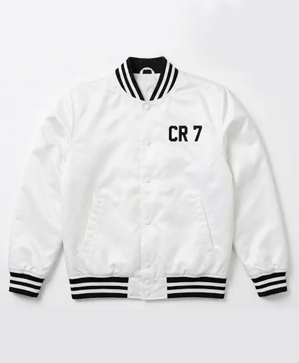 Cristiano Ronaldo CR7 White Bomber Jacket