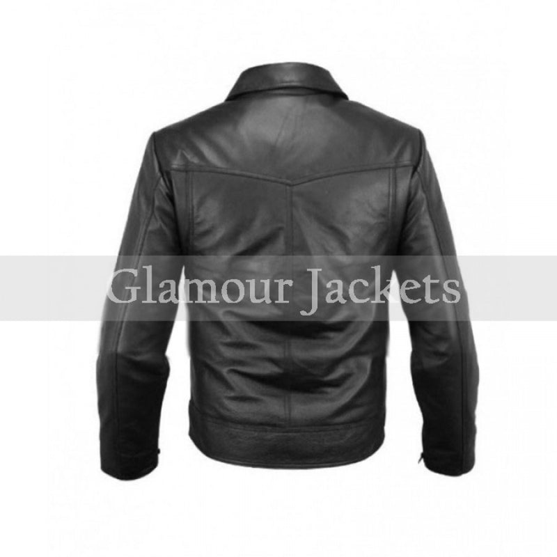 Classic Mens Black Leather Bomber Jacket