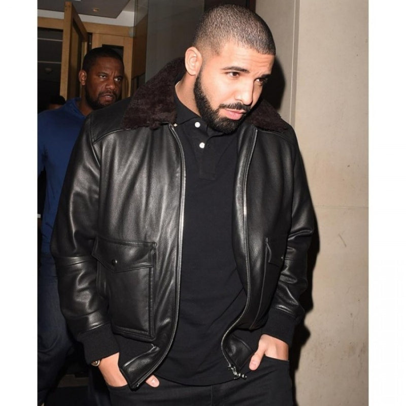 Drake Rapper Black Leather Jacket