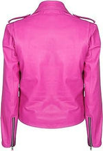 BLS Women’s Hot Pink Belted Slim Fit Ladies Short Biker Genuine Lambskin Leather Motorcycle Brando Streetwear Jacket