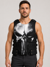 Men’s Black SSkull Tactical Vest Leather
