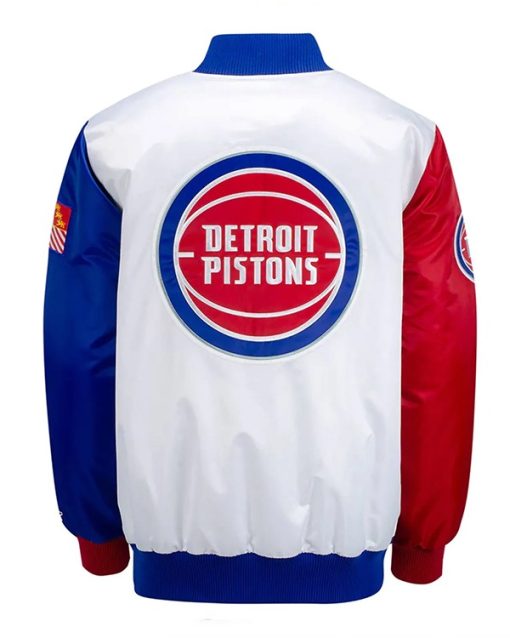 Detroit Pistons 313 White Varsity Satin Jacket