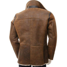 Mens Distressed Brown Double Breasted Coat