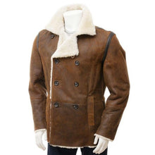 Mens Distressed Brown Double Breasted Coat