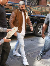 Drake Brown Varsity Style Bomber Jacket