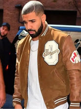 Drake Brown Varsity Style Bomber Jacket