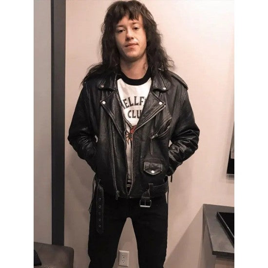 Stranger Things Joseph Quinn Biker Leather Jacket