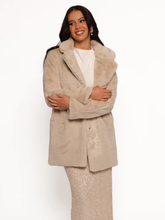 Elegant Champagne Cream Faux Fur Jacket