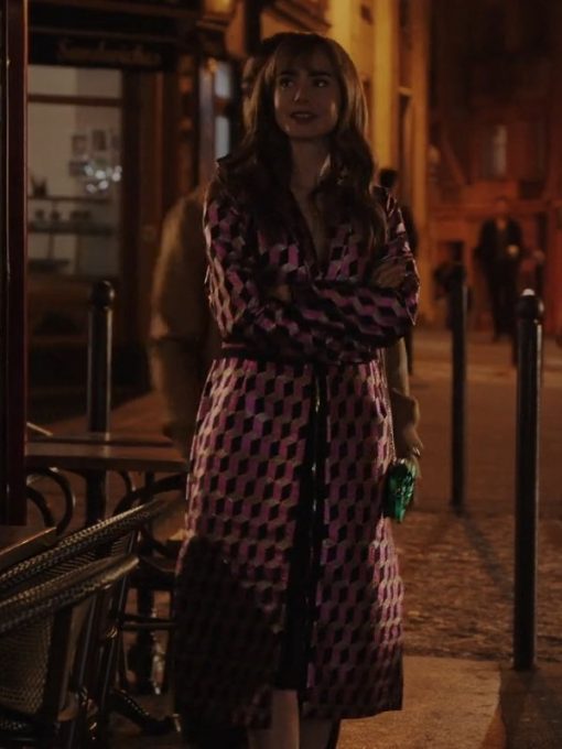 Emily In Paris Season 3 Lily Collins Printed Coat