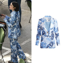 Emily In Paris S05 Lily Collins Blue Printed Suit