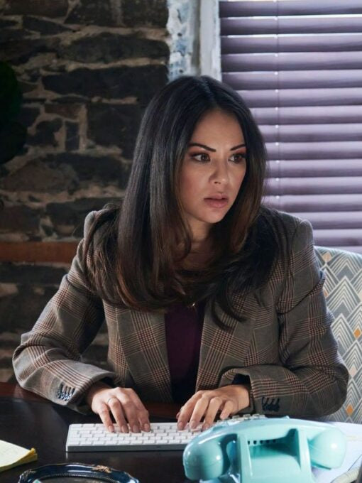 Family History Mysteries 2023 Buried Past Janel Parrish Plaid Blazer