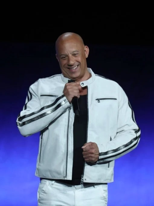 Fast X 2023 Vin Diesel CinemaCon White Leather Jacket