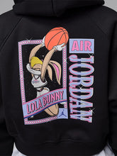 Front-view-of-the-black-Space-Jam-cropped-hoodie
