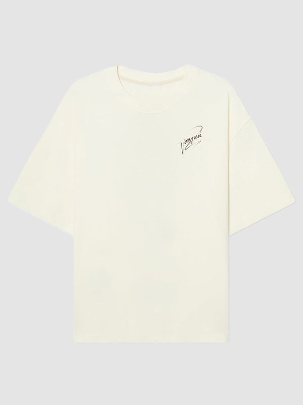 White-graphic-T-shirt-front-view